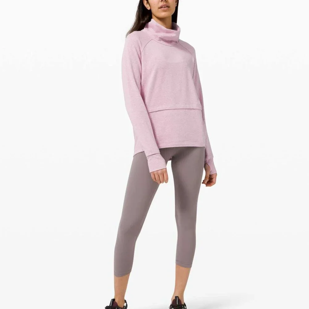 Lululemon Find Your Unwind Pullover Heathered Pink Taupe W3DBSS Size 8
